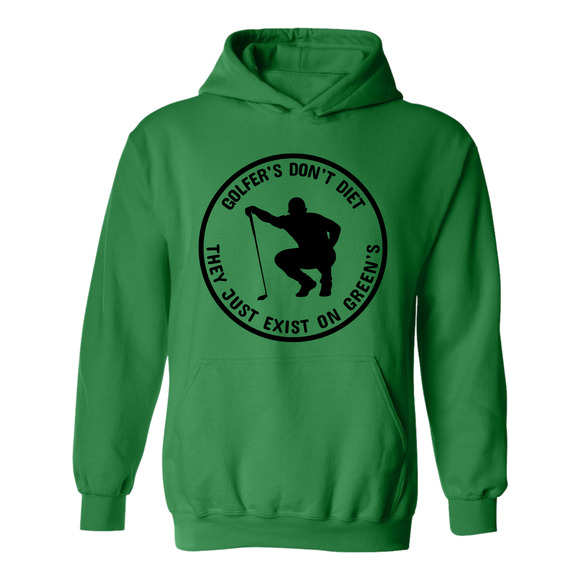 Golf Hoodie Golfers Don't Diet On Greens Funny Man Golfer Kneeling Sweatshirt - Picture 9 of 15
